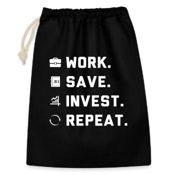 Work. Save. Invest. Repeat. - Gift Bag 30 x 45 cm - black - Front