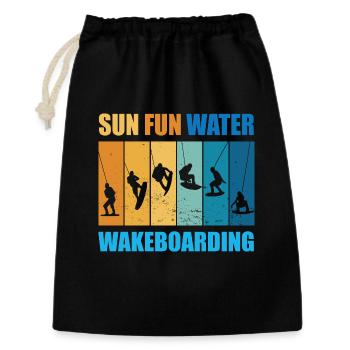 Sonne, Spass, Wasser, Wakeboarden - Geschenkbeutel aus Baumwolle (30 x 45 cm) - Schwarz - Vorne