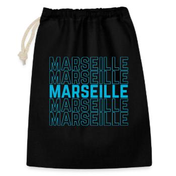 Marseille Outlined Repeat Neon Blau - Geschenkbeutel aus Baumwolle (30 x 45 cm) - Schwarz - Vorne