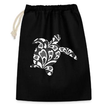 Sea turtle in white lace. - Gift Bag 30 x 45 cm - black - Front
