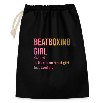 Beatbox (Englisch) - Geschenkbeutel aus Baumwolle (30 x 45 cm) - Schwarz - Vorne