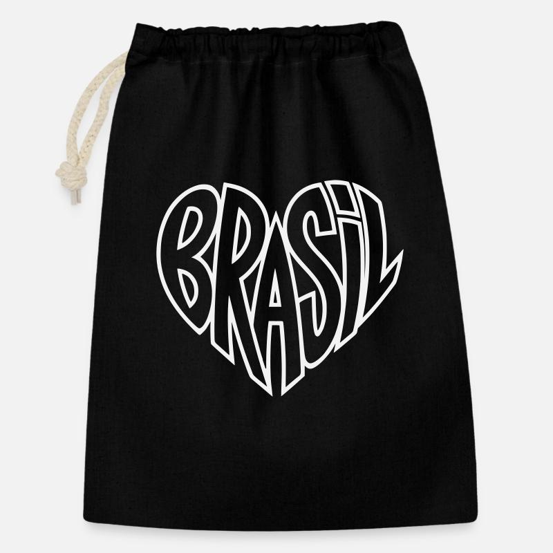 Brasilien Graffiti Herz - Geschenkbeutel aus Baumwolle (30 x 45 cm) - Schwarz