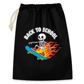 Back to School Skeleton Skate - Geschenkbeutel aus Baumwolle (30 x 45 cm) - Schwarz - Vorne