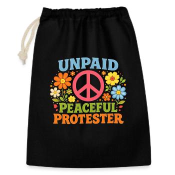 Unpaid Peaceful Protest Retro Flowers - Gift Bag 30 x 45 cm - black - Front