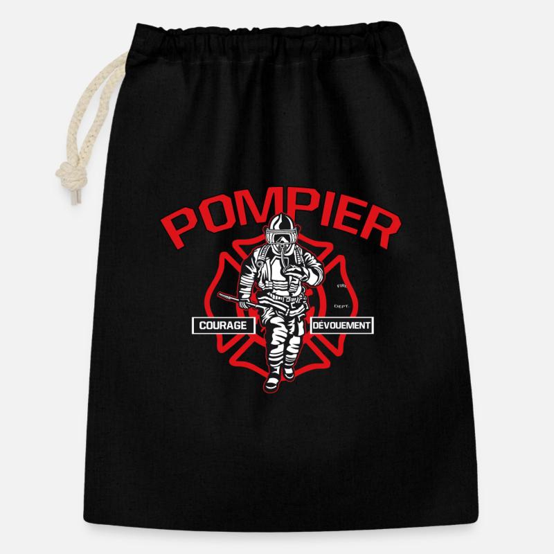 FIREFIGHTER Mut Engagement - Geschenkbeutel aus Baumwolle (30 x 45 cm) - Schwarz