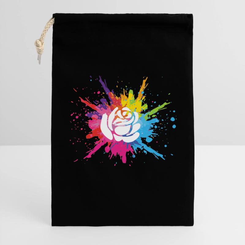 Fleur blanche et explosion multicolore Sac cadeau 30 x 45 cm