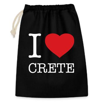 I LOVE CRETE Kreta - Geschenkbeutel aus Baumwolle (30 x 45 cm) - Schwarz - Vorne