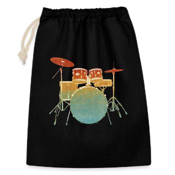 Vintage Drum Set Illustration - Geschenkbeutel aus Baumwolle (30 x 45 cm) - Schwarz - Vorne