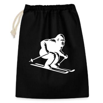 Singe Gorille Chimpanzé Ski Silhouette Design - Sac cadeau 30 x 45 cm - noir - Devant