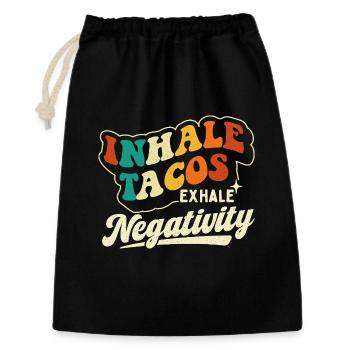 Tacos einatmen Ausatmen Negativität Zitat - Geschenkbeutel aus Baumwolle (30 x 45 cm) - Schwarz - Vorne