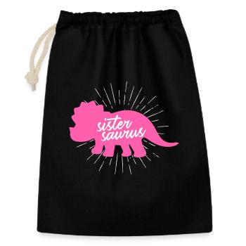 Sistersaurus Drôle de Sœur Dinosaure Tricératops - Sac cadeau 30 x 45 cm - noir - Devant