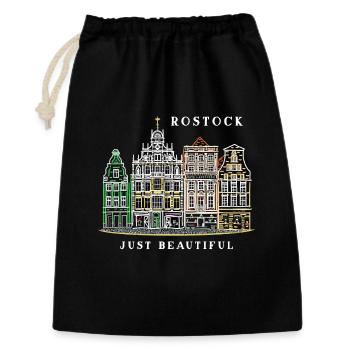 Rostock, Ostsee, Deutschland, Zeichnung - Geschenkbeutel aus Baumwolle (30 x 45 cm) - Schwarz - Vorne