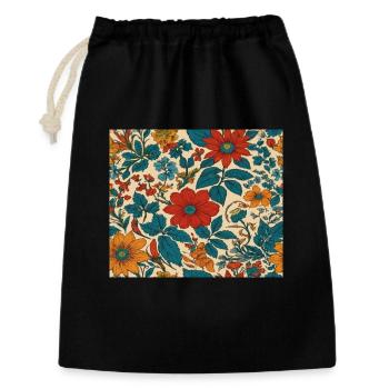 Floral pattern in the colours of the 80s - Gift Bag 30 x 45 cm - black - Front