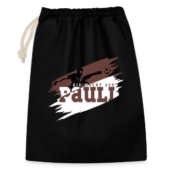 Fussballfans Pauli Die Macht aus dem Norden - Geschenkbeutel aus Baumwolle (30 x 45 cm) - Schwarz - Vorne