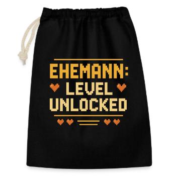 Husband Level Unlocked Gamer Funny Marriage Love - Gift Bag 30 x 45 cm - black - Front