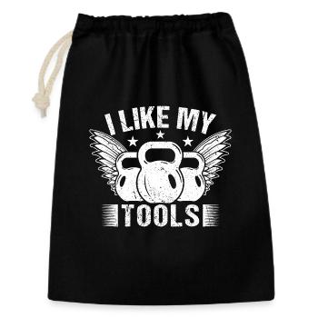 Accros à la salle de sport J’aime mes outils Calisthénique Fitness - Sac cadeau 30 x 45 cm - noir - Devant