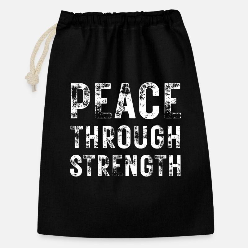 Peace Through Strength  - Gift Bag 30 x 45 cm - black