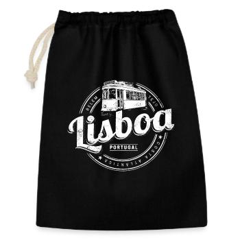 Lissabon Portugal mit Retro Tram Vintage Souvenir - Geschenkbeutel aus Baumwolle (30 x 45 cm) - Schwarz - Vorne