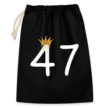 Goldene Krone über Zahl 47 Design - Geschenkbeutel aus Baumwolle (30 x 45 cm) - Schwarz - Vorne