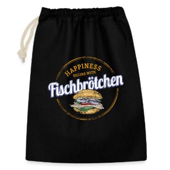 Fischbrötchen mit Matjes oder Bismarckhering - Geschenkbeutel aus Baumwolle (30 x 45 cm) - Schwarz - Vorne
