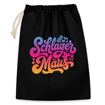 Schlager Maus - Schlagermaus - Schlagermusik - Geschenkbeutel aus Baumwolle (30 x 45 cm) - Schwarz - Vorne