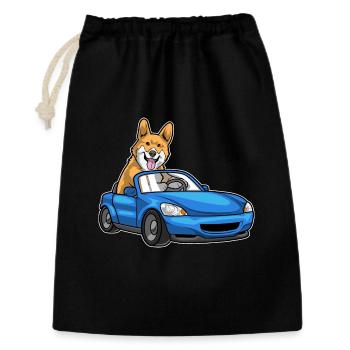 Corgi Auto - Geschenkbeutel aus Baumwolle (30 x 45 cm) - Schwarz - Vorne