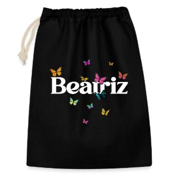 Beau prénom de fille BEATRIZ avec des papillons - Sac cadeau 30 x 45 cm - noir - Devant