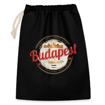 Budapest Design Ungarn Vintage Parlament Souvenir - Geschenkbeutel aus Baumwolle (30 x 45 cm) - Schwarz - Vorne