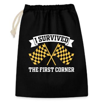 I Survived the First Corner - Gift Bag 30 x 45 cm - black - Front
