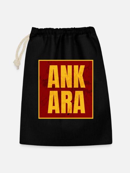 Ankara Großbuchstaben Gelb Rot - Geschenkbeutel aus Baumwolle (30 x 45 cm) - Schwarz
