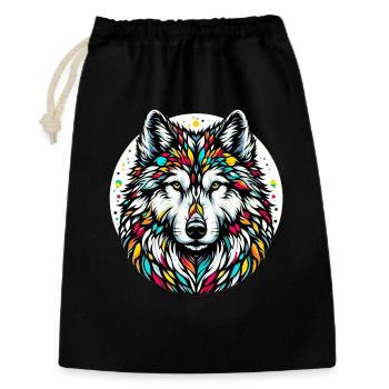 Wolf - Geschenkbeutel aus Baumwolle (30 x 45 cm) - Schwarz - Vorne