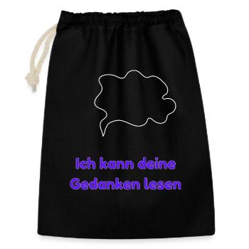 Ich kann deine Gedanken lesen - Geschenkbeutel aus Baumwolle (30 x 45 cm) - Schwarz - Vorne
