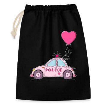Police Herz Rosa - Geschenkbeutel aus Baumwolle (30 x 45 cm) - Schwarz - Vorne
