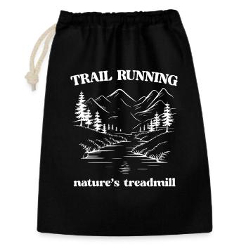 Trailrunning - Das Laufband der Natur - Geschenkbeutel aus Baumwolle (30 x 45 cm) - Schwarz - Vorne