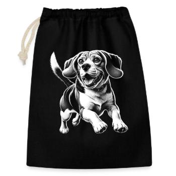 Fröhlicher Beagle als süßes Porträt - Geschenkbeutel aus Baumwolle (30 x 45 cm) - Schwarz - Vorne