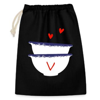 Lettre v bols breton - Sac cadeau 30 x 45 cm - noir - Devant