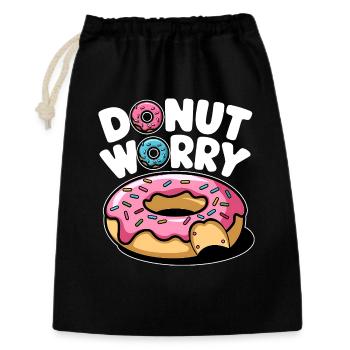 Donut Worry Donut Süß Witzig Lustig - Geschenkbeutel aus Baumwolle (30 x 45 cm) - Schwarz - Vorne