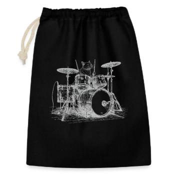 Cat Drums Drummer Musician Vintage Art - Gift Bag 30 x 45 cm - black - Front