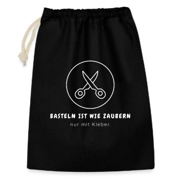 Basteln ist wie Zaubern nur mit Kleber - Lustiges  - Geschenkbeutel aus Baumwolle (30 x 45 cm) - Schwarz - Vorne
