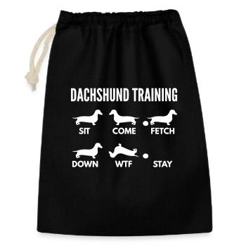 Dackel-Trainingshemd - Geschenkbeutel aus Baumwolle (30 x 45 cm) - Schwarz - Vorne