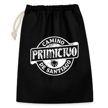 Camino Primitivo Pilger-Stempel | Jakobsweg - Geschenkbeutel aus Baumwolle (30 x 45 cm) - Schwarz - Vorne