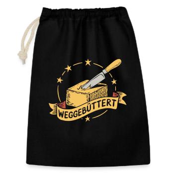 Witziges Weggebuttert - Geschenkbeutel aus Baumwolle (30 x 45 cm) - Schwarz - Vorne