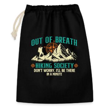 Out Of Breath Hiking Society Lustiger Outdoor Trekker - Geschenkbeutel aus Baumwolle (30 x 45 cm) - Schwarz - Vorne
