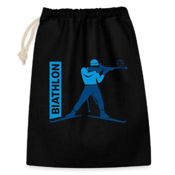 Biathlon Passion Liebhaber Geschenk - Geschenkbeutel aus Baumwolle (30 x 45 cm) - Schwarz - Vorne