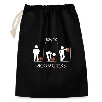 Wie man Mädchen aufreißt - How to pick up chicks. - Geschenkbeutel aus Baumwolle (30 x 45 cm) - Schwarz - Vorne