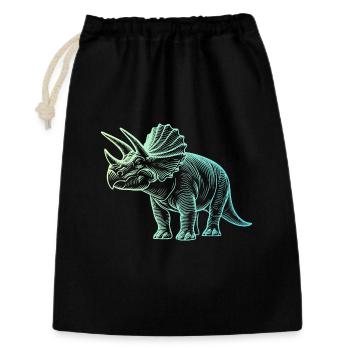 Dessin de dinosaure triceratops dégradé bleu vert - Sac cadeau 30 x 45 cm - noir - Devant