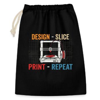 3D-Druck Evolution – Design Slice Print Repeat - Geschenkbeutel aus Baumwolle (30 x 45 cm) - Schwarz - Vorne