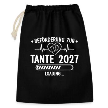 Beförderung zur Tante 2027 – Baby Loading - Geschenkbeutel aus Baumwolle (30 x 45 cm) - Schwarz - Vorne
