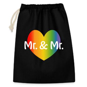 Regenbogen Mr and Mr 2 rainbow Herz schwule Hochze - Geschenkbeutel aus Baumwolle (30 x 45 cm) - Schwarz - Vorne