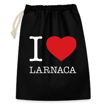 I LOVE LARNACA - Geschenkbeutel aus Baumwolle (30 x 45 cm) - Schwarz - Vorne